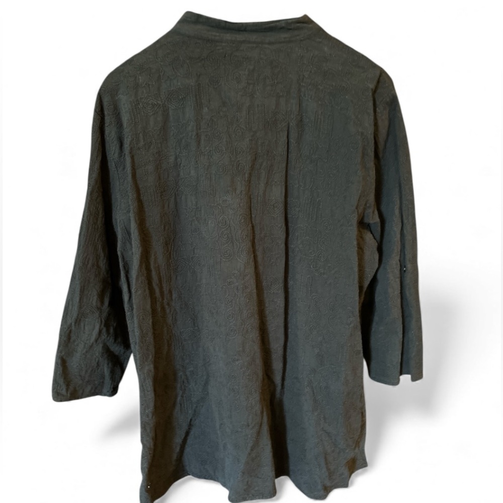 Focus Casual Life Button Front Tunic Gauze Shirt Size XL Embroidered Cotton - Picture 2 of 13
